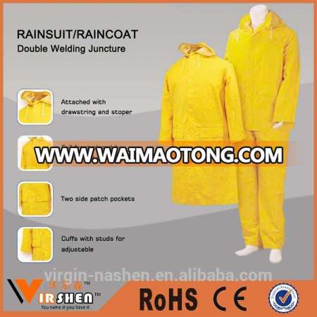 Cheap custom fashion full body men women yellow waterproof adult rain coat raincoat with pants